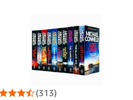 Una fila di libri di Michael Connelly, tra cui "The Black Echo", che presentano i romanzi di Harry Bosch in ordine cronologico.