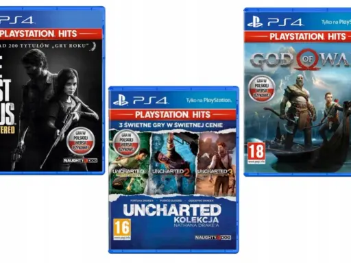Kolekcja gier na PS4: The Last of Us Remastered, God of War i Uncharted: Kolekcja Nathana Drake'a. To najlepsze gry na PS4 w polskiej wersji językowej.