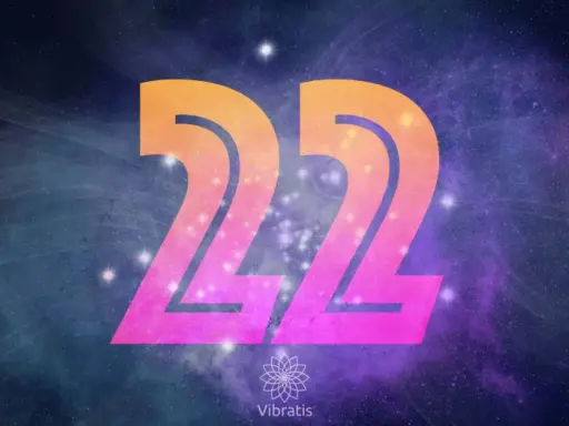 Le chiffre 22, aux couleurs vives, flotte dans un ciel étoilé. Il symbolise la puissance créatrice et la manifestation des rêves.