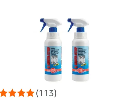 Due flaconi spray "Il Muffa Stop" per eliminare la condensa in bagno e ogni traccia di muffa, alghe e muschi.