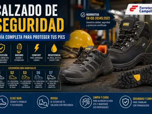 Calzado de seguridad: guía completa para proteger tus pies. Conoce las categorías S1-S7 y el significado de s3 src para elegir el ideal.