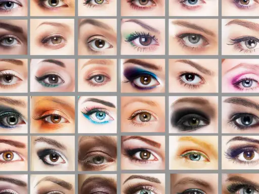 Collection de formes des yeux maquillés, aux couleurs et styles variés, du naturel au plus audacieux.