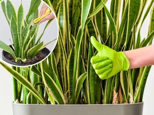 Pielęgnacja kwiatu sansewieria cylindryczna: czyszczenie liści i kciuk w górę.