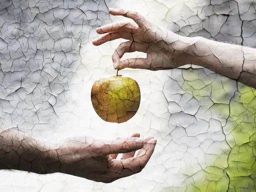 Dwie dłonie, jedna podaje, druga przyjmuje jabłko. Czy kobiety mają jabłko Adama?