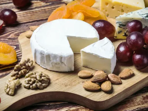 Pyszny camembert, winogrona, orzechy i suszone morele. Zastanawiasz się, ile kalorii ma camembert?