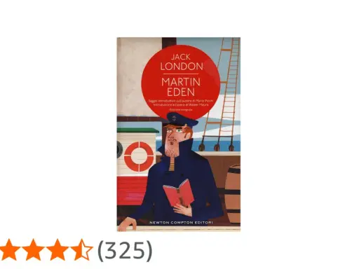 Copertina di "Martin Eden" di Jack London, con un marinaio che legge un libro su una nave.