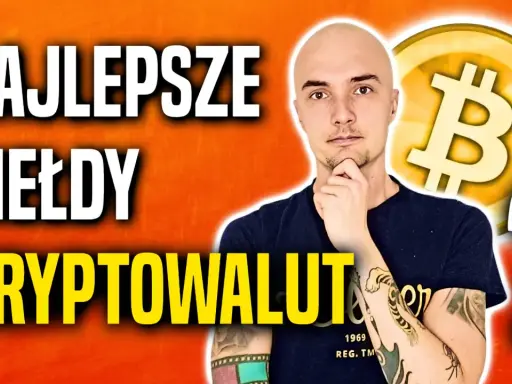 Mężczyzna zastanawia się nad najlepszymi giełdami kryptowalut. Obok symbol Bitcoina i znak zapytania.