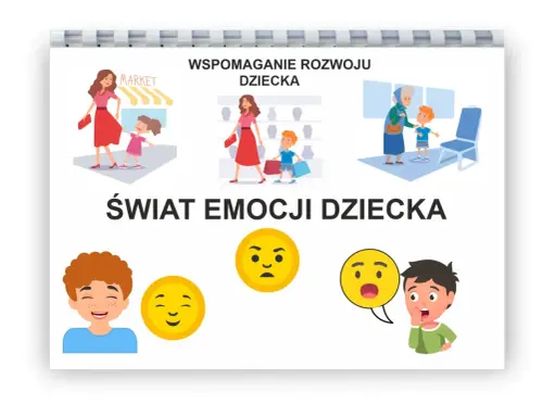 Ilustracja pokazuje 3 letnie dziecko w różnych sytuacjach, towarzyszące mu emocje i wspieranie rozwoju.