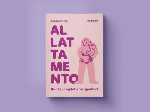 Copertina libro "Allattamento": una madre tiene in braccio il suo neonato, un'illustrazione che celebra la maternità e l'allattamento. Guida completa per genitori.