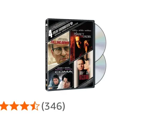 DVD-samling med fyra filmer med Michael Douglas: Falling Down, A Perfect Murder, Coma och Disclosure.