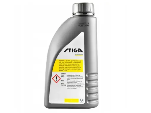 Olej STIGA 4 Stroke Oil to wysokiej jakości, jednosezonowy olej do smarowania silników spalinowych kosiarek i innych urządzeń ogrodniczych.