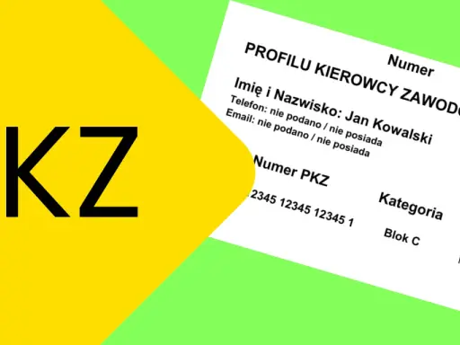 Profil kierowcy zawodowego z numerem PKZ Jana Kowalskiego. Numer PKZ: 2345 12345 12345 1.