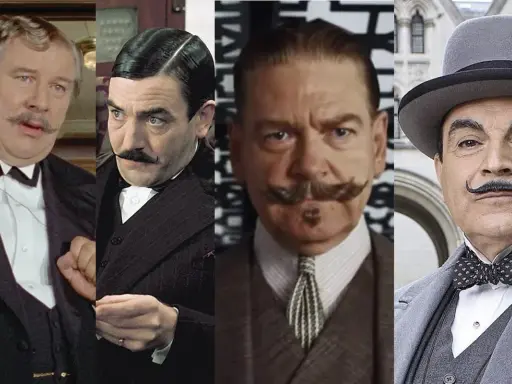 Quattro volti di Poirot, un viaggio attraverso i suoi libri in ordine cronologico.