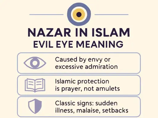 Das Auge im Islam: Nazar, das böse Auge, wird durch Neid verursacht. Islamischer Schutz ist Gebet, nicht Amulette.