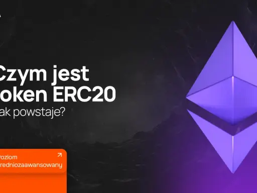 Grafika przedstawia symbol Ethereum i tekst "Czym jest token ERC20 i jak powstaje?". Poziom: średniozaawansowany.
