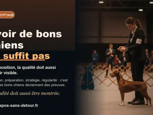 Une femme juge un chien lors d'un concours de beauté canine. La qualité doit être visible.