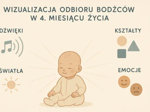 4-miesięczne dziecko skok rozwojowy: odbiór dźwięków, świateł, kształtów i emocji.