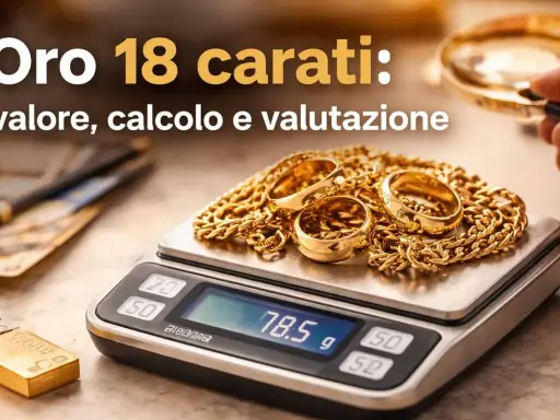Gioielli d'oro su una bilancia digitale, che mostra come si misura l'oro. Valutazione di oro 18 carati.