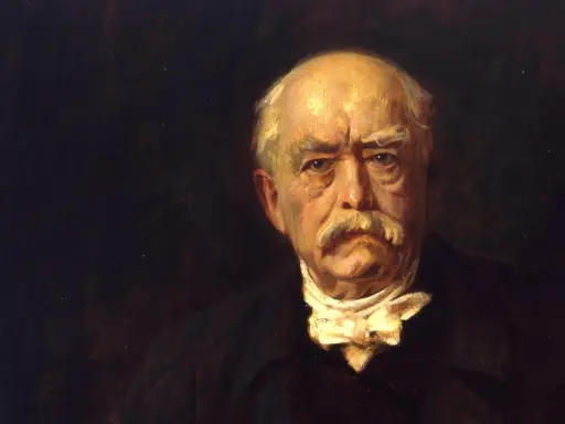 Porträt von Otto von Bismarck, dem Architekten der deutschen Einigung und Meister der Realpolitik. Sein Blick ist intensiv, sein Schnurrbart markant.