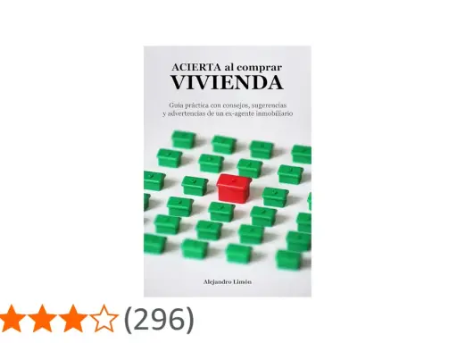 Guía "Acierta al comprar vivienda" con consejos para los pasos a seguir. Una casa roja destaca entre muchas verdes.
