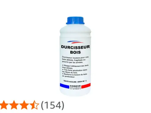 Bouteille de durcisseur bois incolore, idéal pour redonner vie à vos meubles anciens. Ce produit fait maison pénètre en profondeur.
