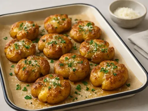 Krispiga, gyllene smashed potatoes med persilja och parmesan. Ett perfekt recept för ugnsrostade potatisar som passar till det mesta.