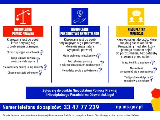 Radny oferuje pomoc prawną, poradnictwo obywatelskie i mediacje. Zgłoś się, jeśli masz problemy prawne, rodzinne lub konflikty.