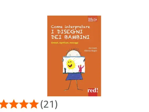 Copertina del libro "Come interpretare i disegni dei bambini", con un disegno stilizzato di un bambino che mostra un sole sorridente.