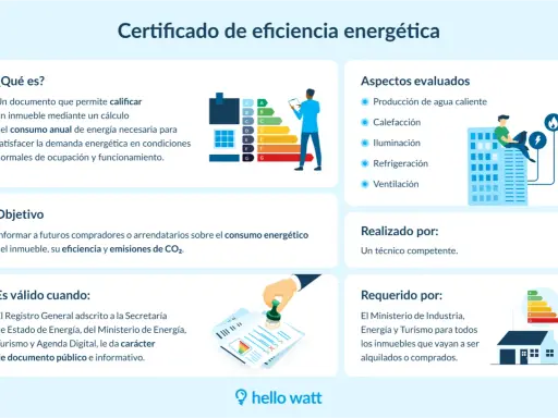 Certificado de eficiencia energética: cuánto vale un certificado energético. Muestra un gráfico de consumo, aspectos evaluados y quién lo realiza.