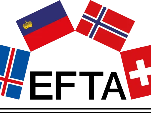 Flagi Islandii, Liechtensteinu, Norwegii i Szwajcarii tworzą łuk. Cztery kraje EFTA w jednym obrazie.