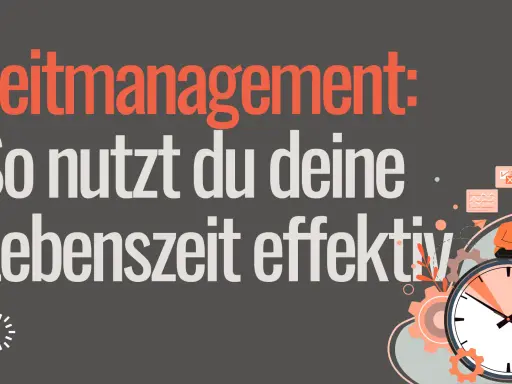 Zeitmanagement: So nutzt du deine Lebenszeit effektiv. Denn Arbeitszeit ist Lebenszeit. Mann sitzt auf Uhr, arbeitet am Laptop.