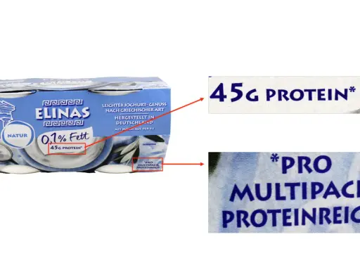 Elinas griechischer Joghurt, 0,1% Fett, 45g Protein pro Packung. Ein gesunder Genuss, proteinreich und lecker.