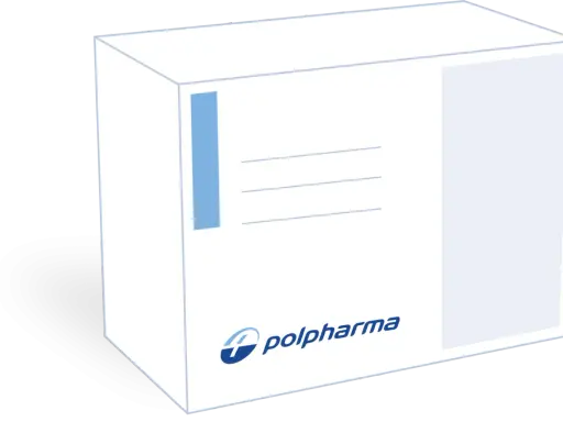 Opakowanie leku Trioxal na co? Logo Polpharma na białym pudełku.