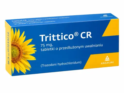 Opakowanie Trittico CR 75 mg, tabletki o przedłużonym uwalnianiu. Warto pamiętać o potencjalnych trittico skutki uboczne.