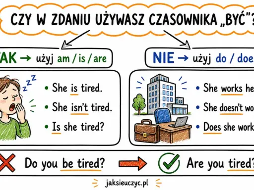 Uczymy się, kiedy używać "am/is/are", a kiedy "do/does" w present simple. Pamiętaj o zasadach!