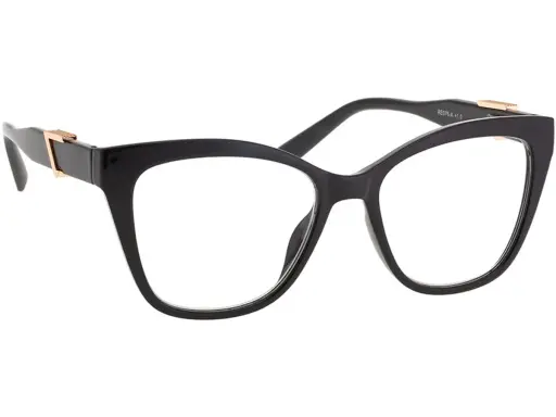 Eleganckie okulary do czytania w czarnej oprawce z złotymi zdobieniami. Czy okulary do czytania to plusy czy minusy? To zależy od potrzeb!