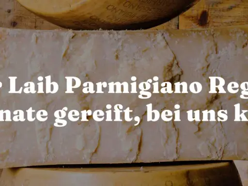 Halber Laib Parmigiano Reggiano, 24 Monate gereift. Was ist Parmesan? Ein Stück italienischer Genuss!