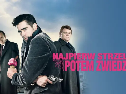 Trzech mężczyzn w płaszczach, jeden z pistoletem, drugi z lodami, trzeci z rewolwerem. Hasło: Najpierw strzelaj, potem zwiedzaj.