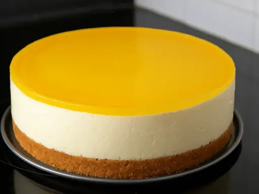 Un délicieux dessert au citron sans cuisson, avec une base biscuitée, une crème onctueuse et un glaçage jaune vif.