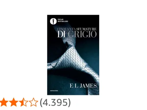 Copertina del libro "Cinquanta sfumature di grigio", parte della saga 50 sfumature. La copertina mostra una cravatta grigia su sfondo scuro.