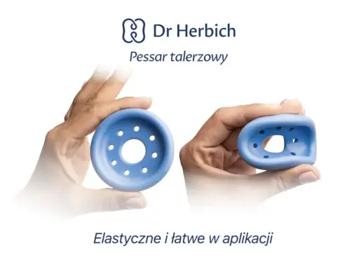 Pessar talerzowy Dr Herbich, elastyczny i łatwy w aplikacji, pomocny przy przepuklinie pęcherza.