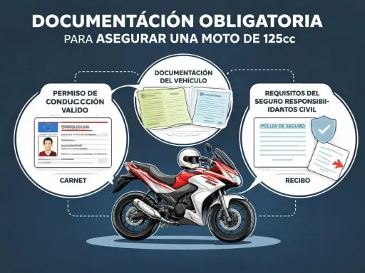 Documentación obligatoria para asegurar una moto a1: carnet de conducir, documentación del vehículo y seguro de responsabilidad civil.