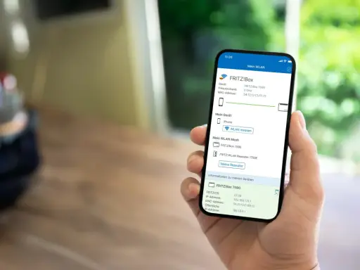 iPhone zeigt FRITZ!Box-Details, Frequenzband 5 GHz. So kannst du dein WLAN GHz herausfinden.