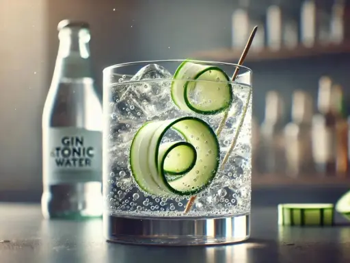 Erfrischender Gin Tonic mit Gurkenspiralen. So schmeckt Gin: klar, kühl und belebend.