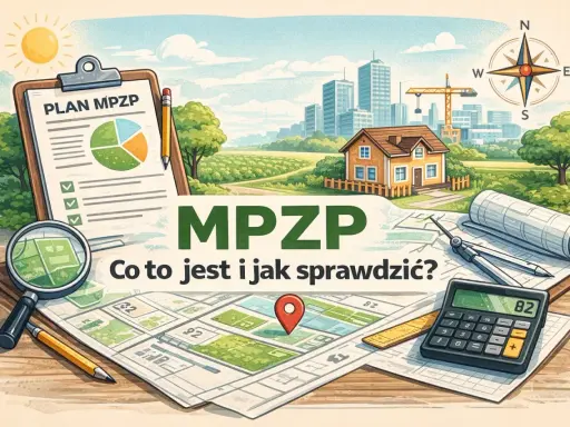 MPZP: co to jest i jak sprawdzić? Plan zagospodarowania przestrzennego, mapa, dom, budowa, lupa, kompas, kalkulator.