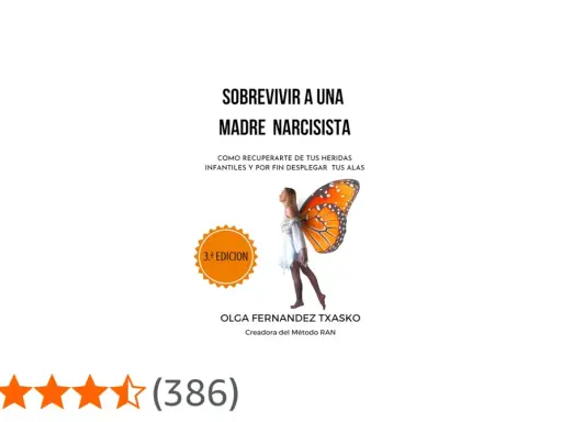 Portada de libro "Sobrevivir a una madre narcisista", con una mujer con alas de mariposa.