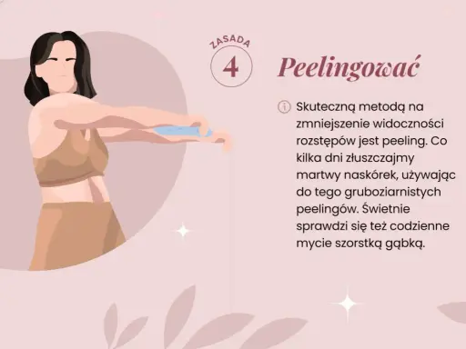 Kobieta wykonuje peeling, by jak pozbyć się rozstępów. Zasada 4: Peelingować.