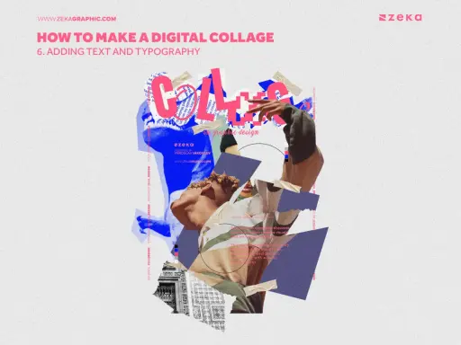 A digital collage by digital collage artists, featuring torn paper, typography, and a man's torso.