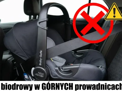 Błąd w montażu: pas biodrowy fotelika w górnych prowadnicach. Zobacz, jak zamontować otulacz do fotelika bezpiecznie.