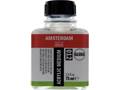 Buteleczka z błyszczącym medium akrylowym Amsterdam. Idealne, by dowiedzieć się, czym rozcieńczyć farbę akrylową, nadając jej połysk.
